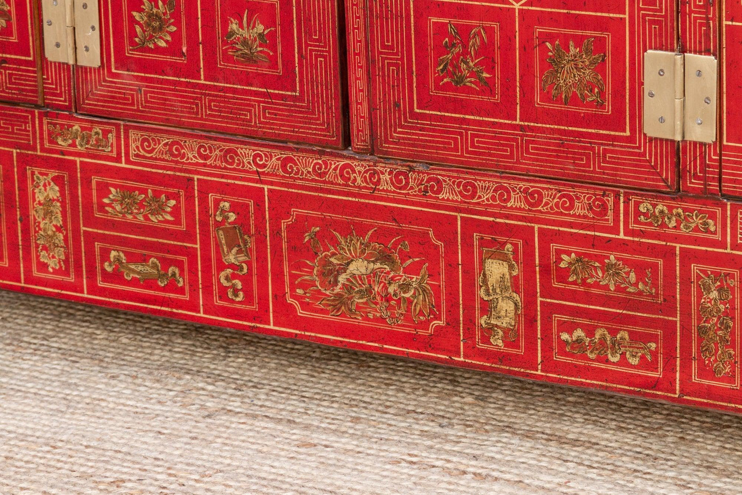 Mid-Century Bridal Red Painted Credenza-tbgypsysoul