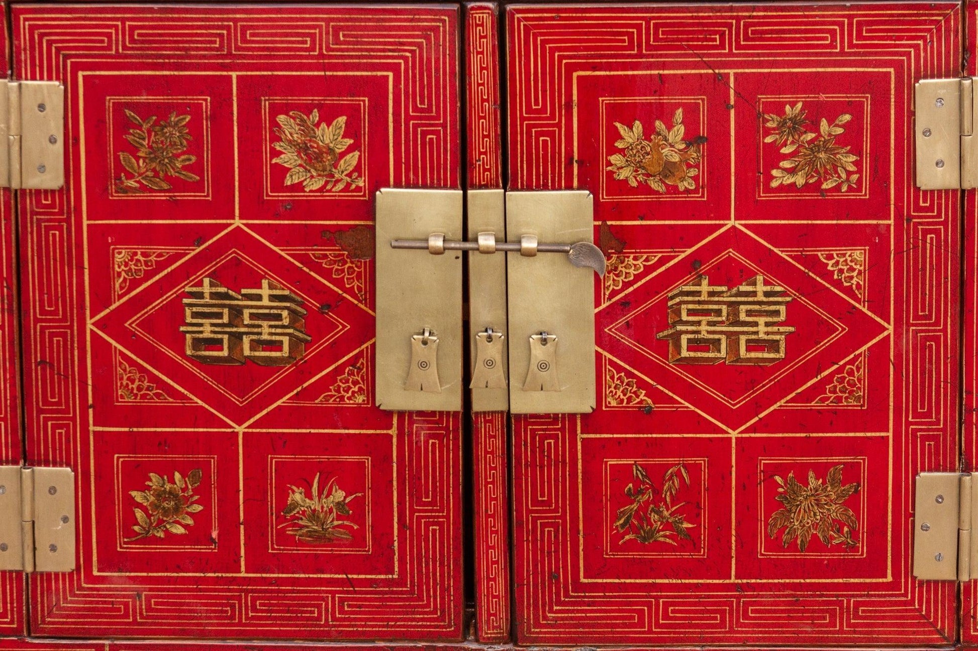 Mid-Century Bridal Red Painted Credenza-tbgypsysoul