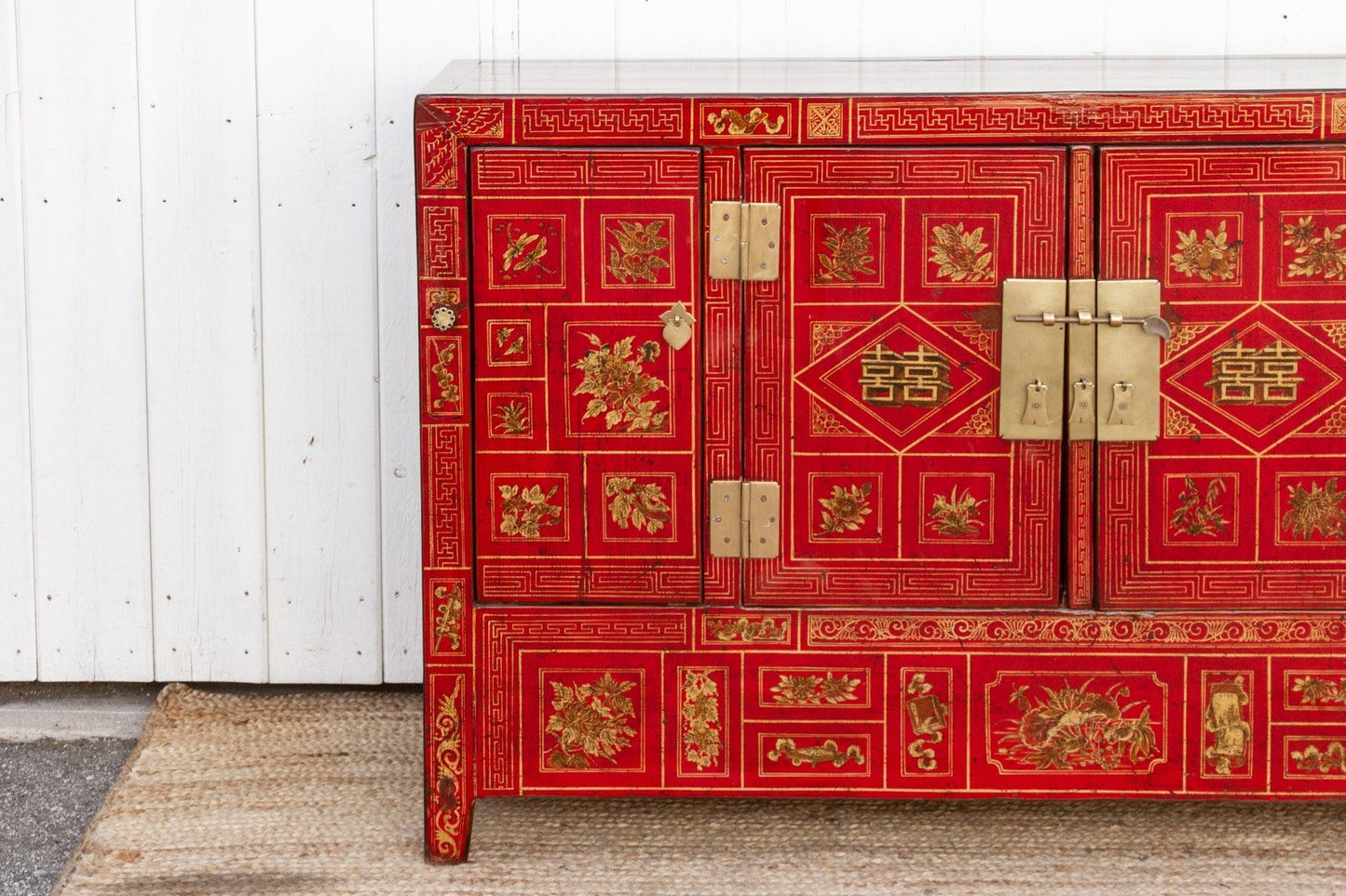 Mid-Century Bridal Red Painted Credenza-tbgypsysoul