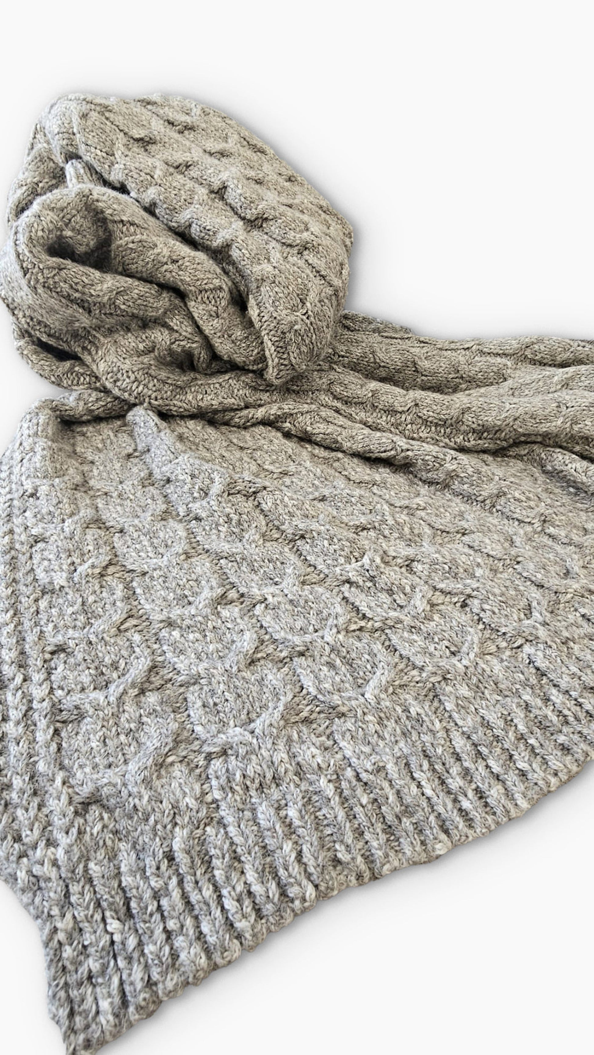 Muru Collection - Pima Cotton & Undyed Baby Alpaca Graphite Cable Throw-Blanket-tbgypsysoul