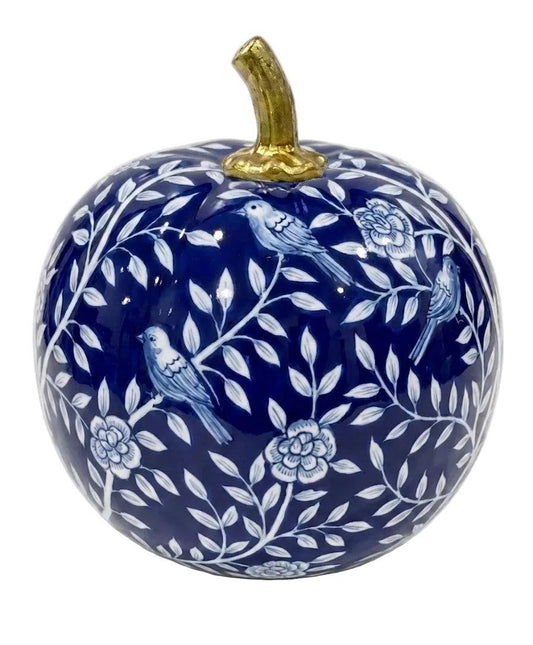 Navy Bird & Vine Silhouette Pumpkin-Shop-tbgypsysoul