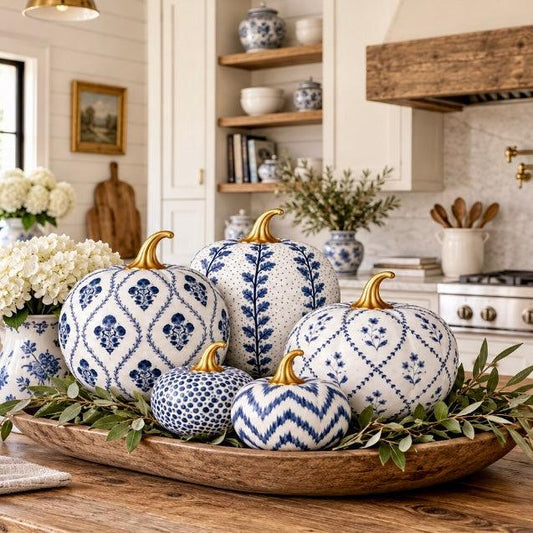 Navy Meadow Sprig Pumpkin-Shop-tbgypsysoul