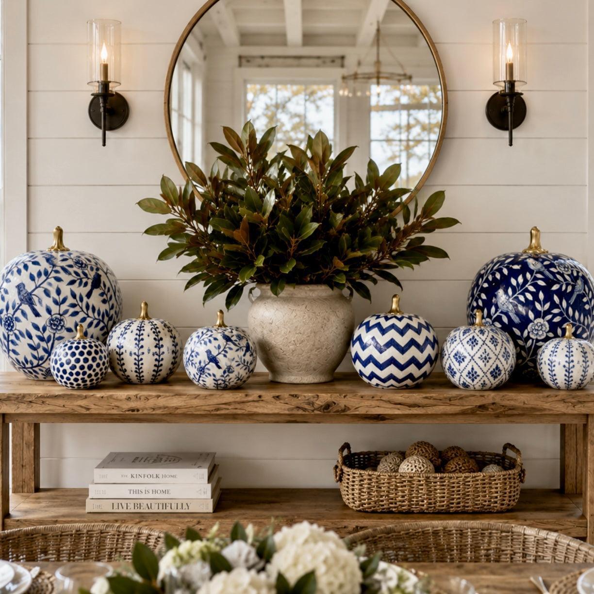 Navy Meadow Sprig Pumpkin-Shop-tbgypsysoul