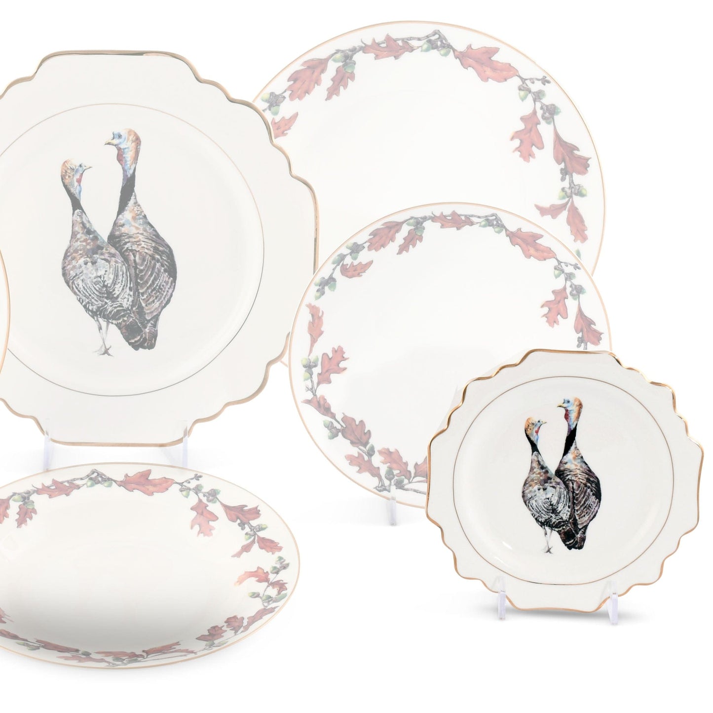 Norwood Narragansett Turkey Pattern Bone China Scallop Bread Plate-Harvest-tbgypsysoul