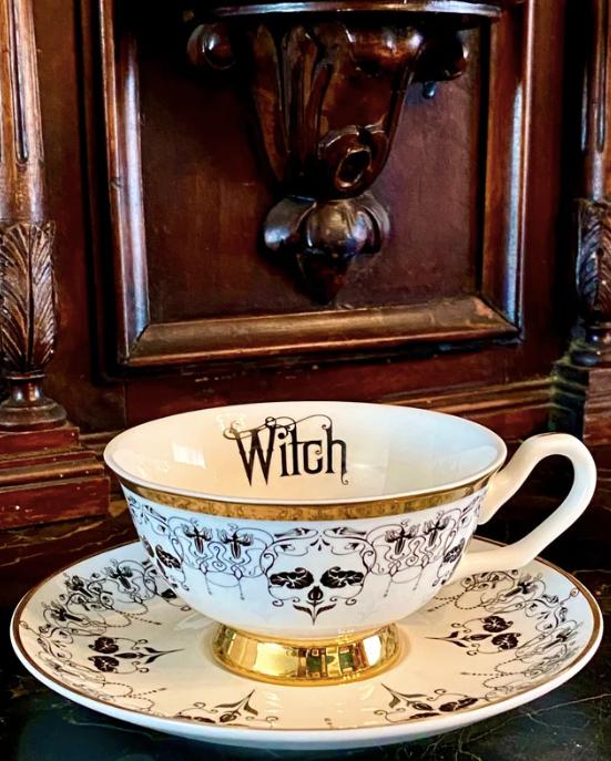 Nouveau Witch Insult Teacup and Saucer by Miss Havisham-tea cup-tbgypsysoul