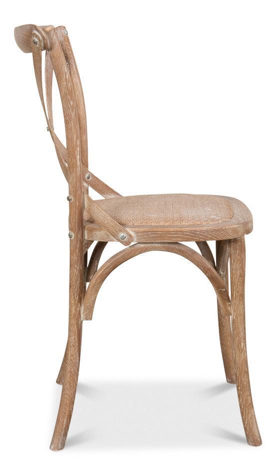 Oak Cross Back, Woven Cane Seat Dining Chair, Set of 2 - White Glove Included