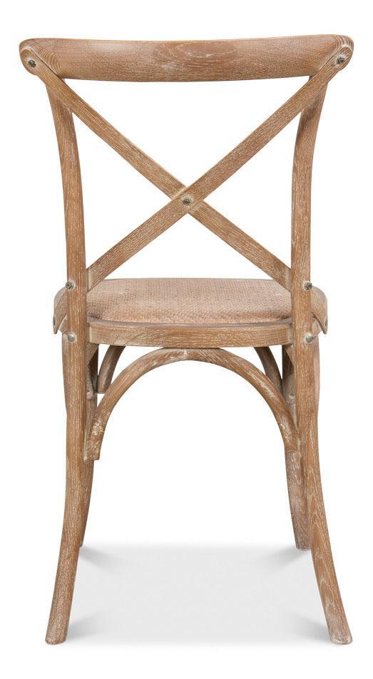 Oak Cross Back, Woven Cane Seat Dining Chair, Set of 2 - White Glove Included