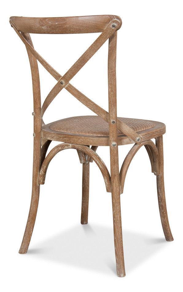 Oak Cross Back, Woven Cane Seat Dining Chair, Set of 2 - White Glove Included