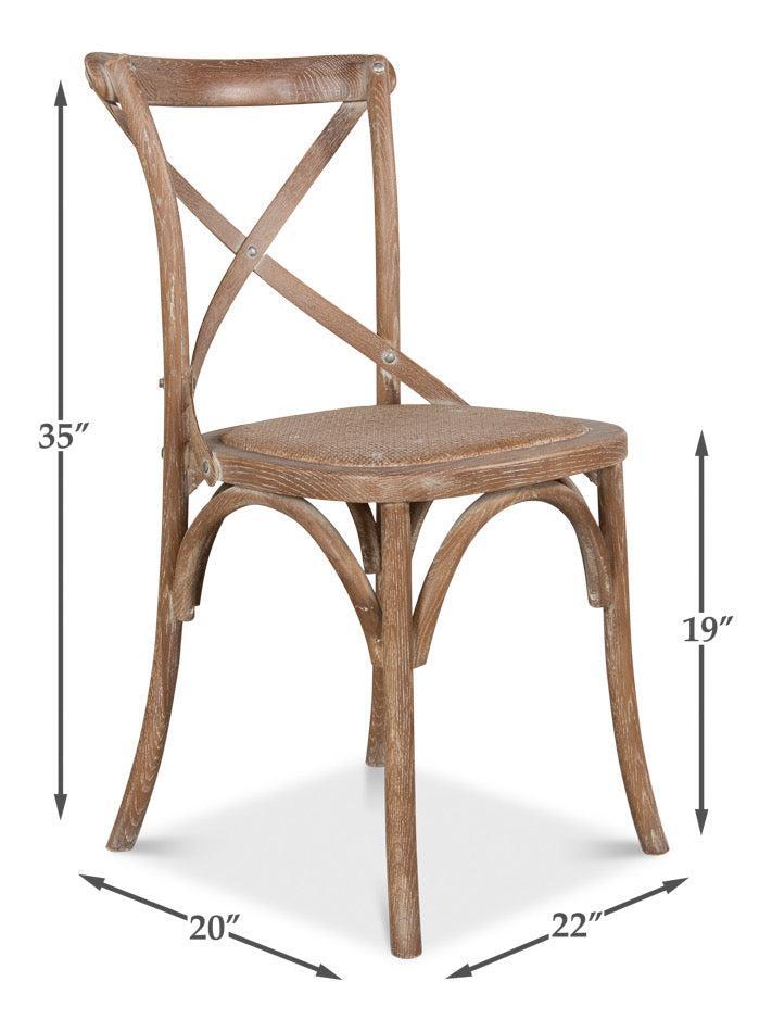 Oak Cross Back, Woven Cane Seat Dining Chair, Set of 2 - White Glove Included