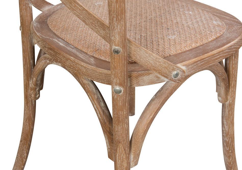 Oak Cross Back, Woven Cane Seat Dining Chair, Set of 2 - White Glove Included