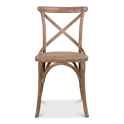 Oak Cross Back, Woven Cane Seat Dining Chair, Set of 2 - White Glove Included