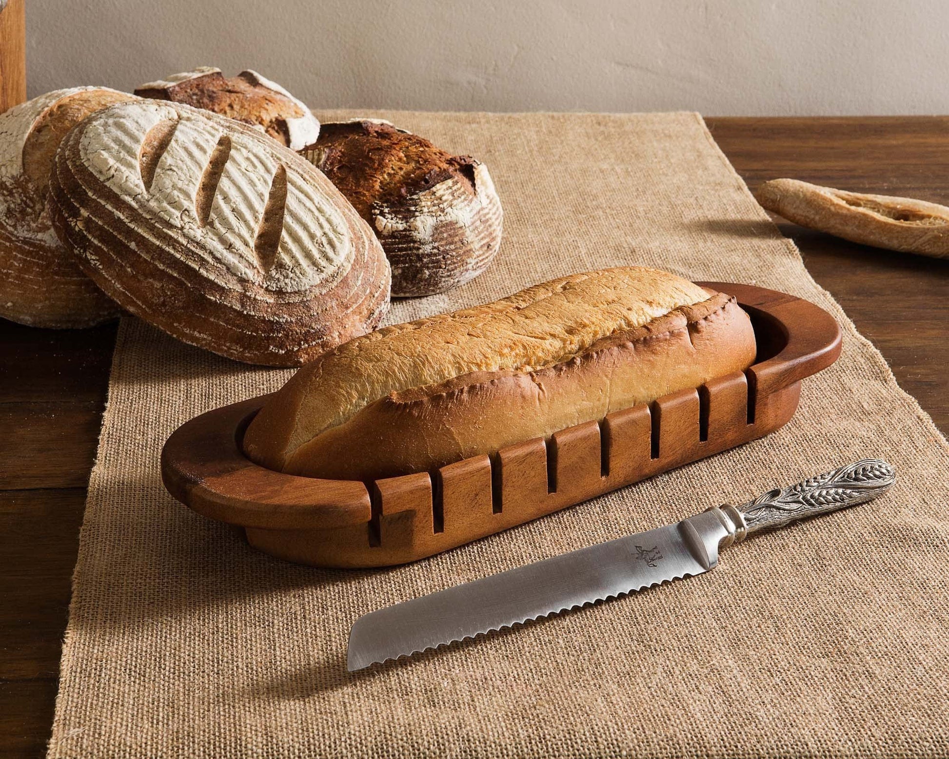 Oval Bread Board with Pewter Wheat Knife-Harvest-tbgypsysoul