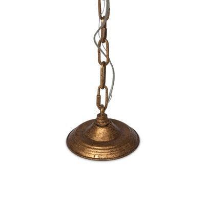 Bronze pendant light with chain on a white background