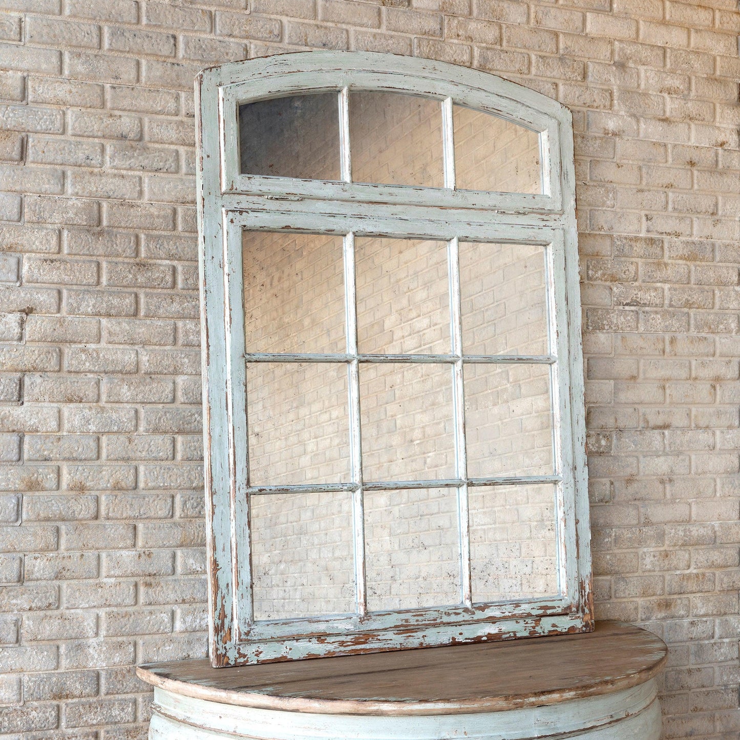 Painted Warehouse Window Frame Mirror-Mirrors-tbgypsysoul
