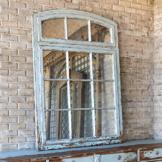 Painted Warehouse Window Frame Mirror-Mirrors-tbgypsysoul