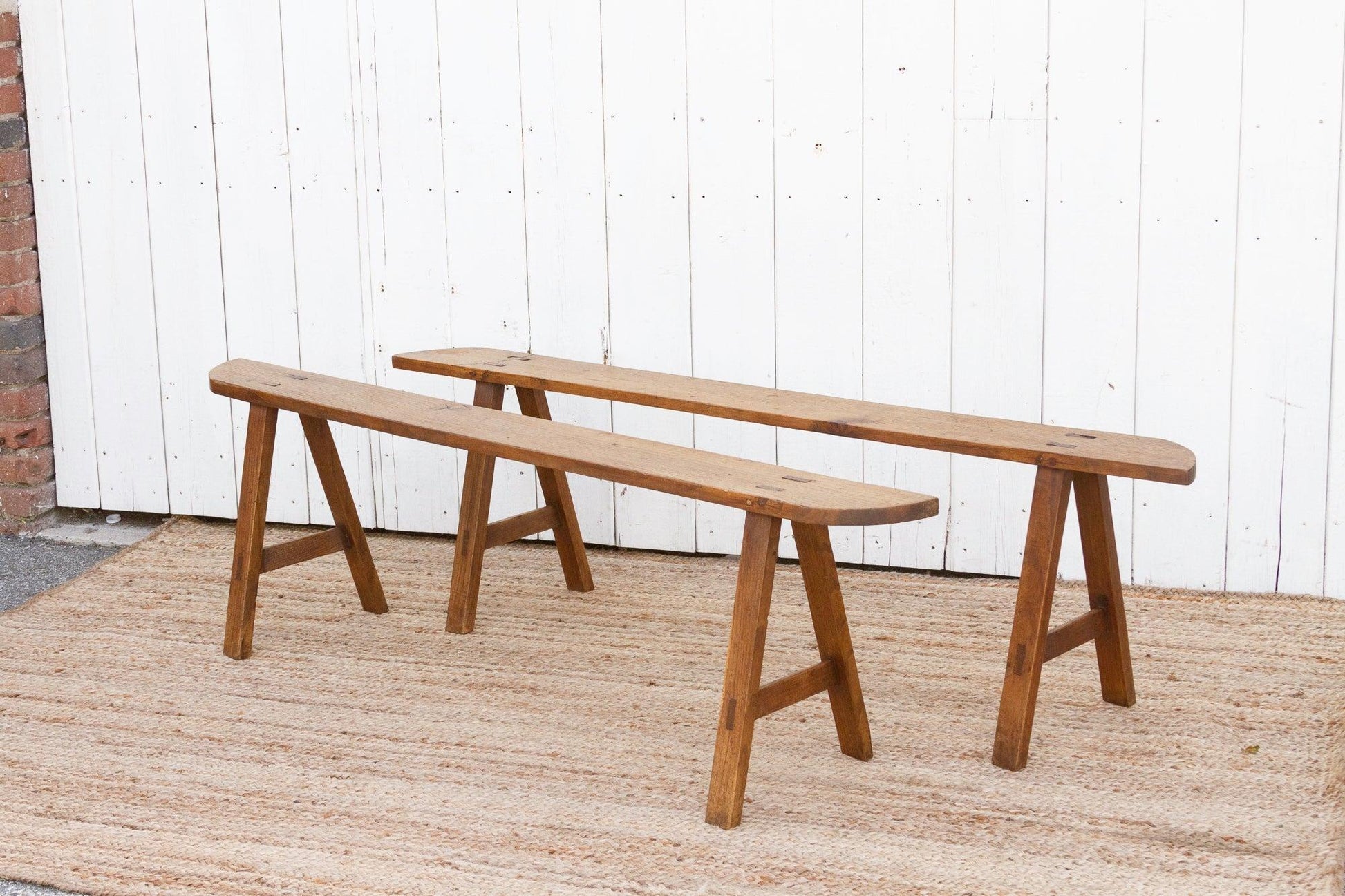 Pair of French Farmhouse Oak Benches-tbgypsysoul