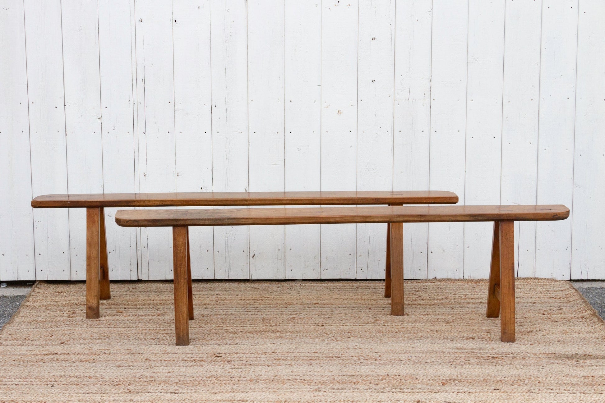 Pair of Antique French Fruitwood Benches-tbgypsysoul
