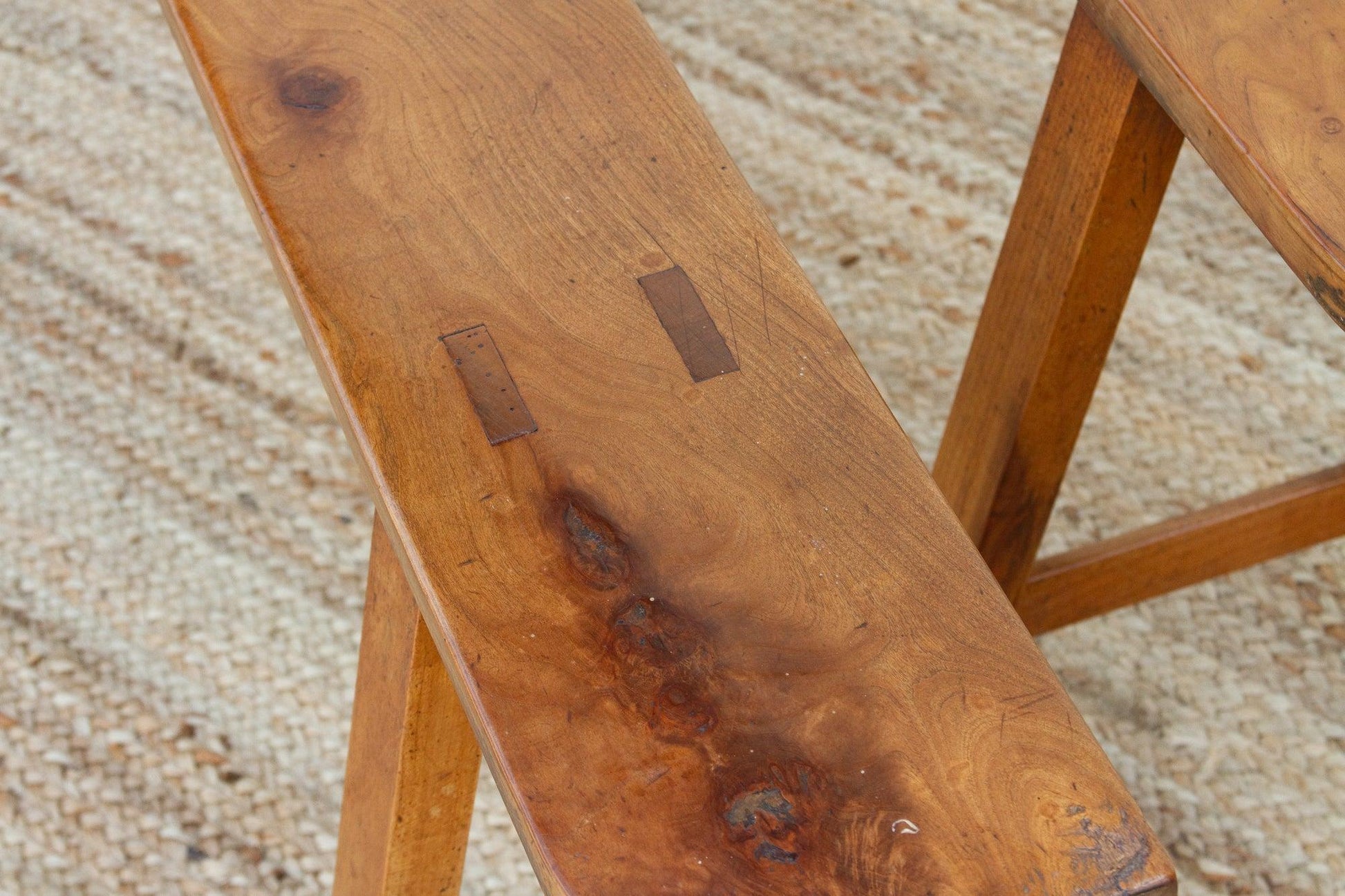 Pair of Antique French Fruitwood Benches-tbgypsysoul