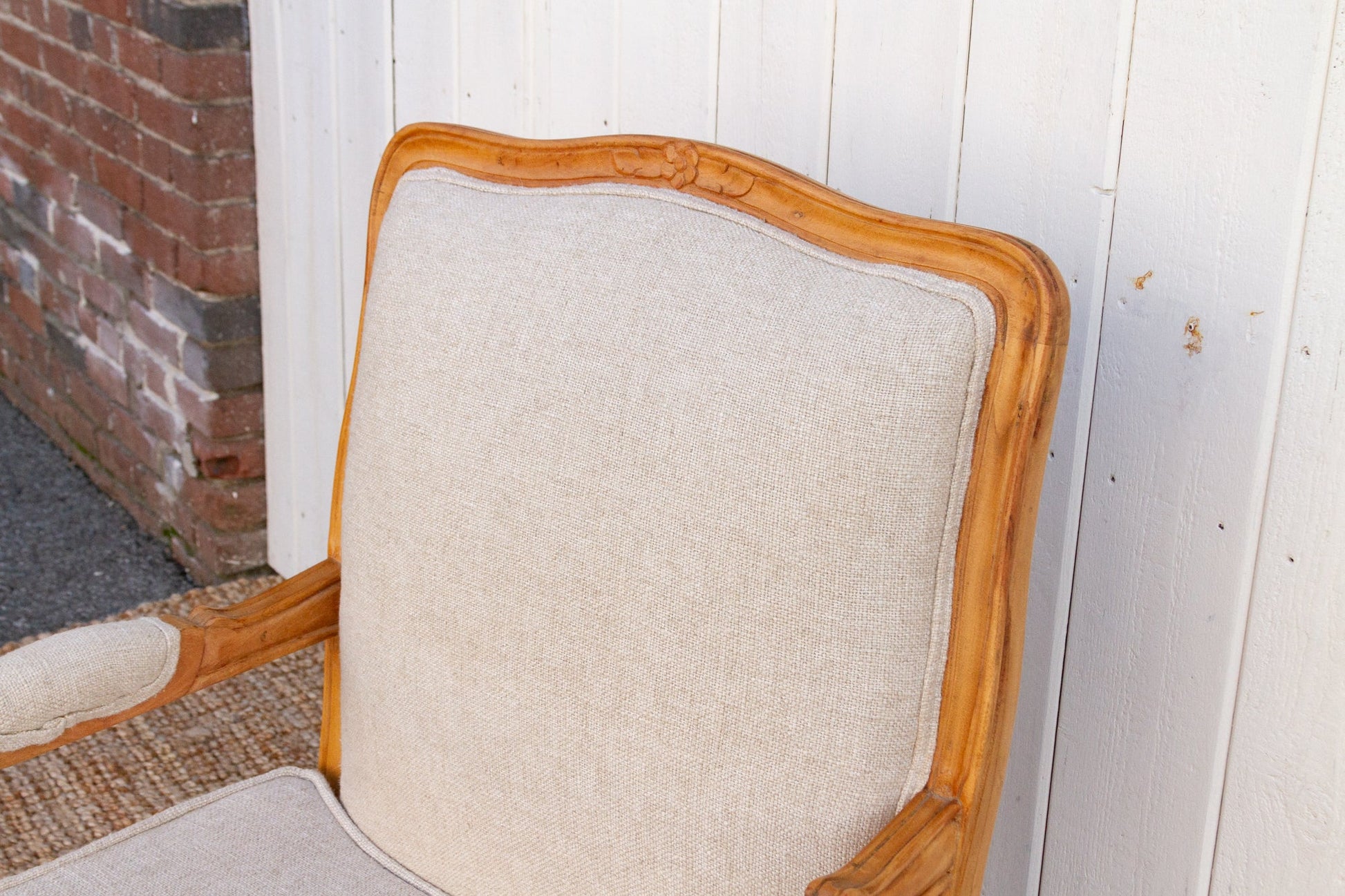 Pair of French Linen Upholstered Arm Chairs-tbgypsysoul