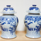 Pair of Vintage Blue & White Porcelain Jars-Decorative Chinoiserie Jars-tbgypsysoul