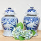 Pair of Vintage Blue & White Porcelain Jars-Decorative Chinoiserie Jars-tbgypsysoul