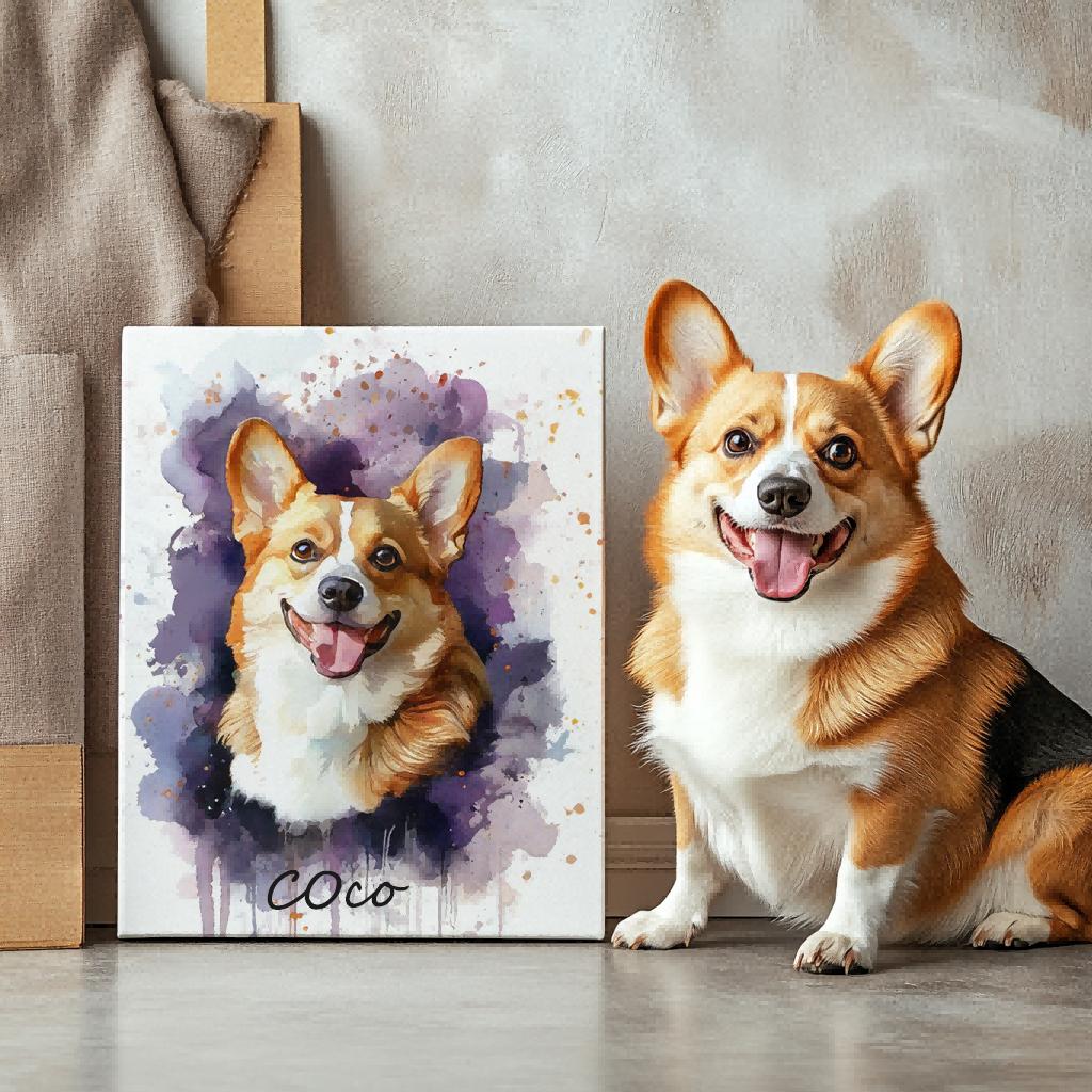 Palette Tails - Custom Watercolor Style Texture Portrait-Custom Art-tbgypsysoul