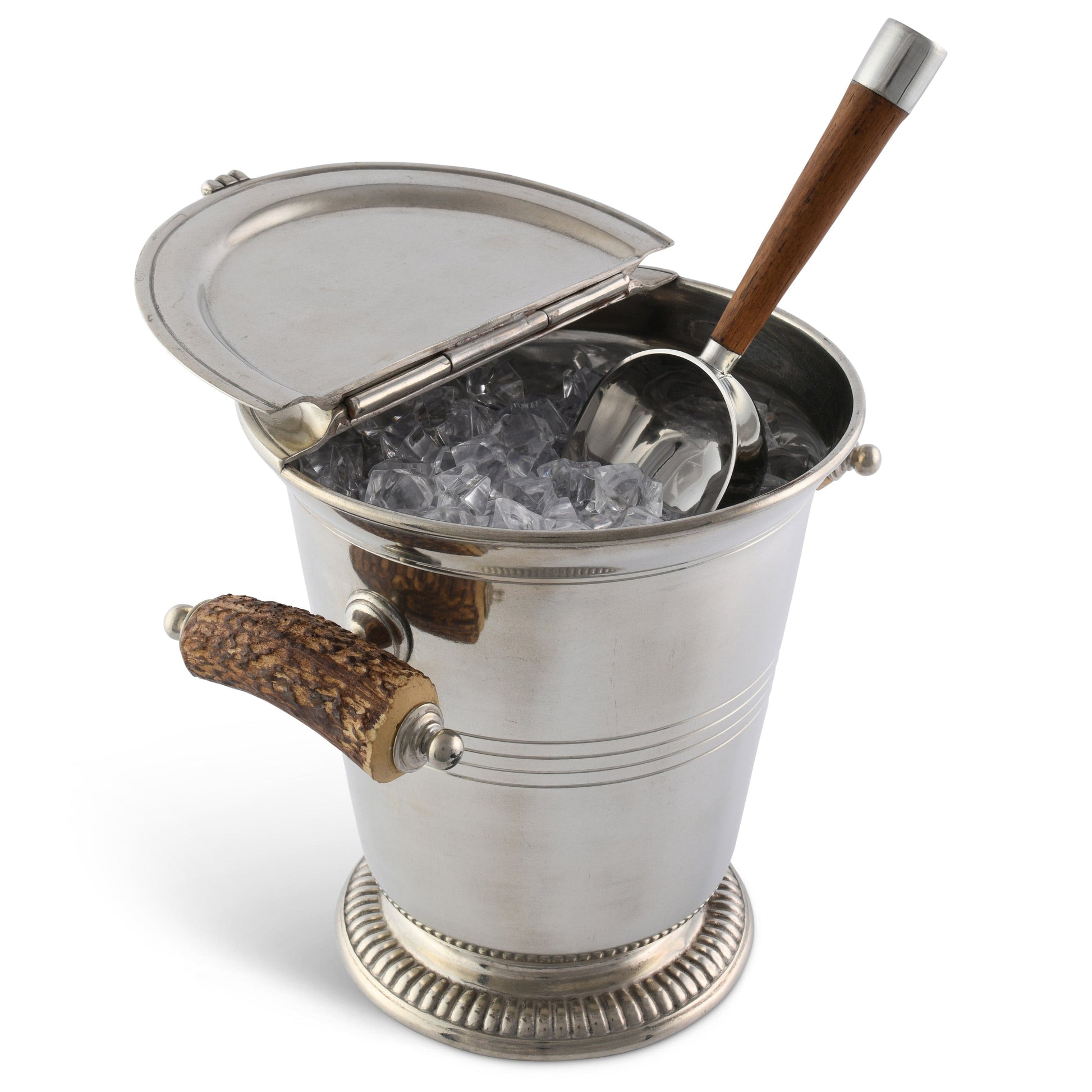 Pewter Ice Bucket with Antler Handles-Appartenenza-tbgypsysoul