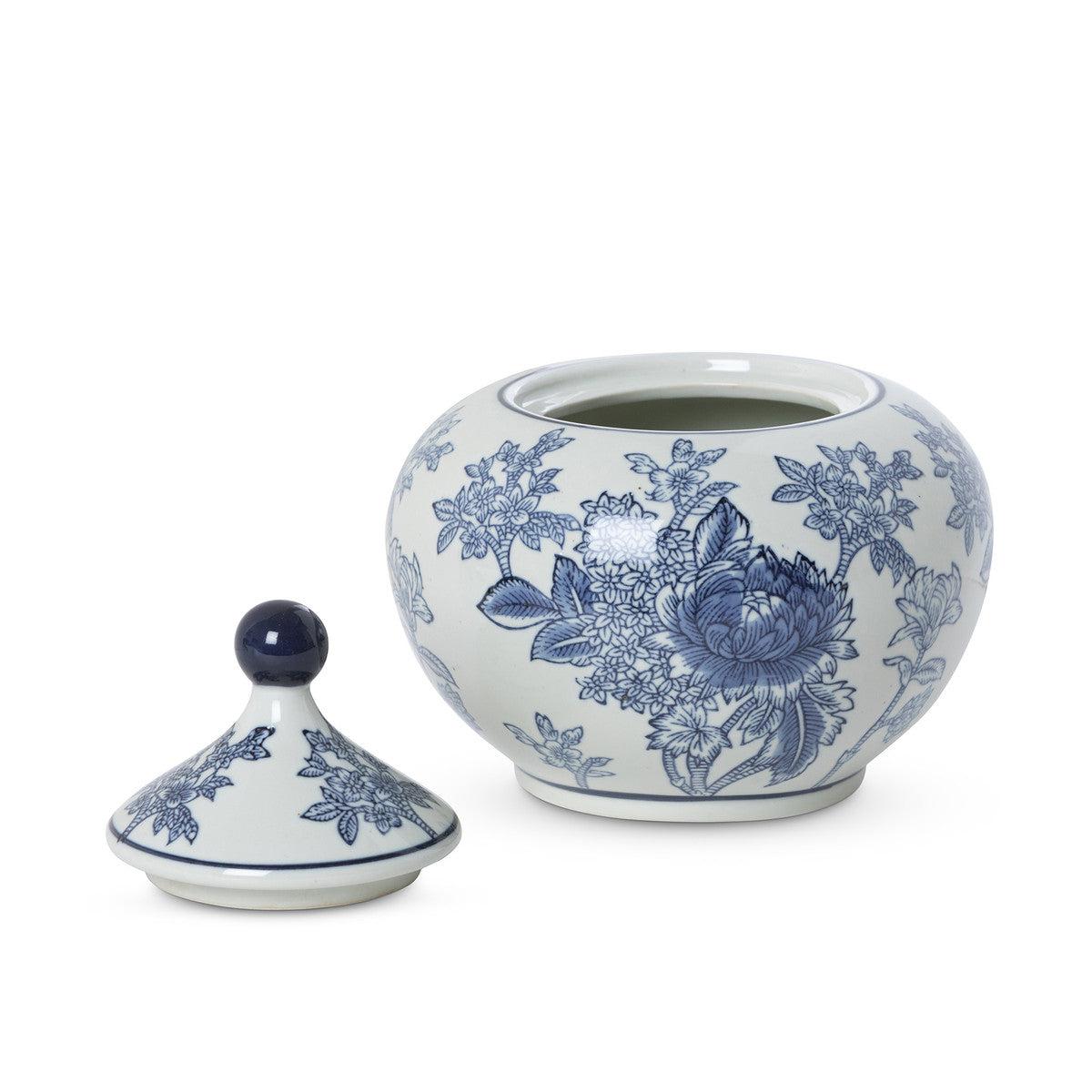 Porcelain Lidded Jasmine Jar-Vase-tbgypsysoul