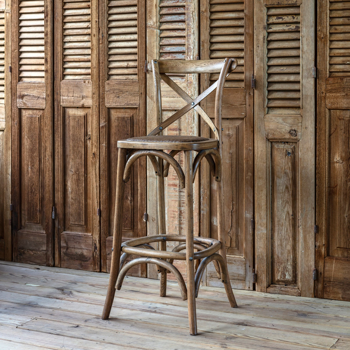PORCH VIEW CROSS BACK BAR STOOL - Set of 4 Chairs-Dining Chair-tbgypsysoul