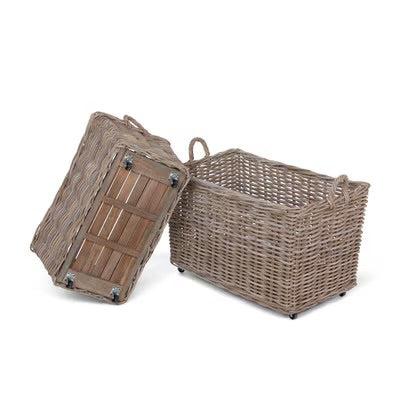 Rattan Woven Storage Baskets on Casters, Set of 2-tbgypsysoul