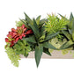 Rectangular Artificial Succulent Arrangement, Natural Planter-Faux Plant-tbgypsysoul