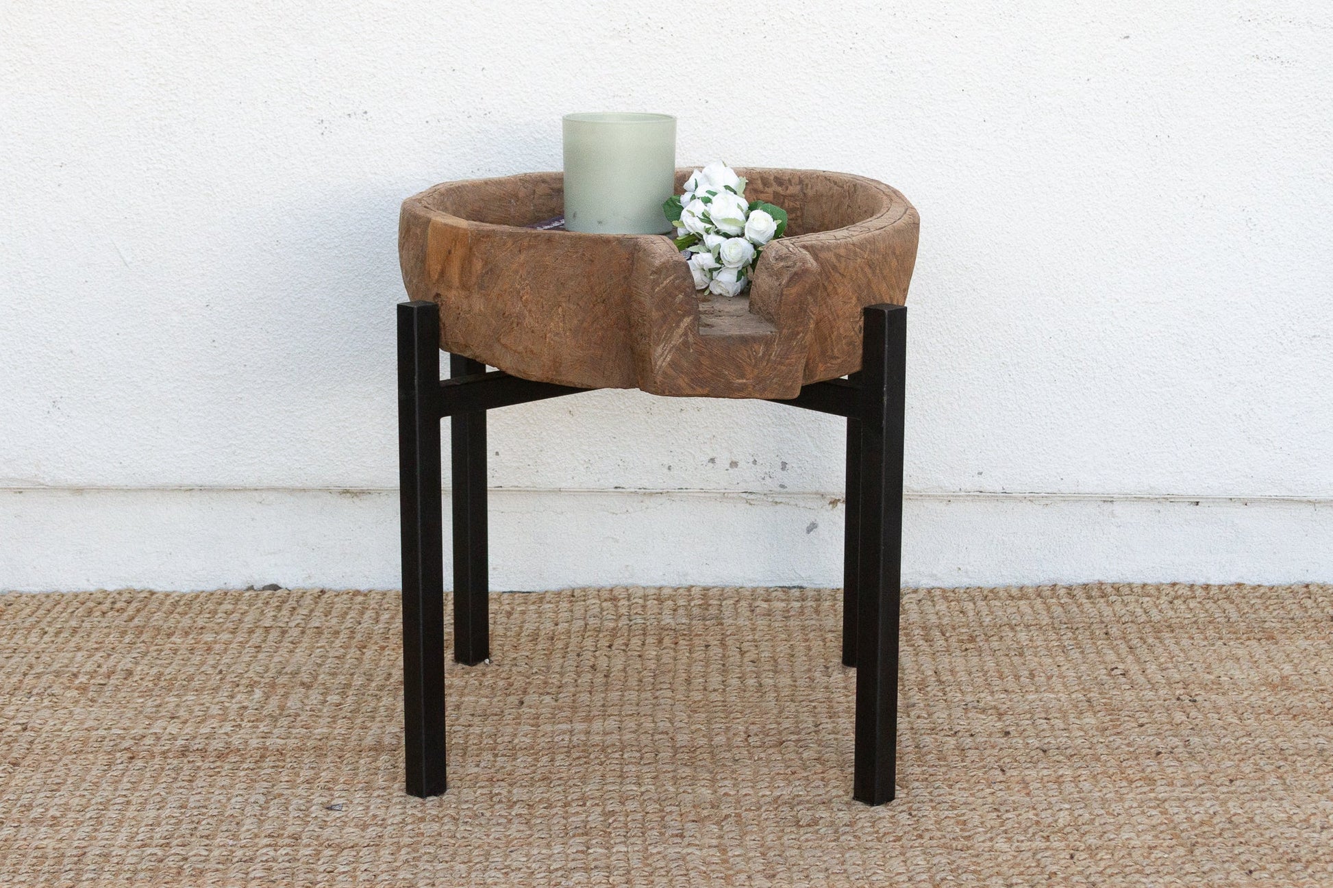 Rustic Modern Antique Bowl Table-Side Tables-tbgypsysoul