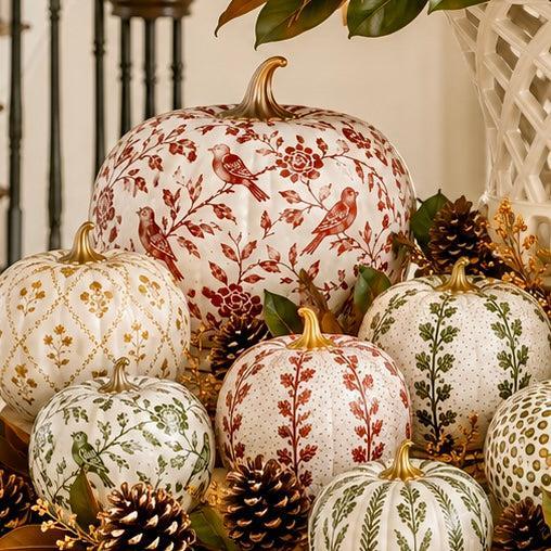 Rusty Red Bird & Vine Pumpkin-Shop-tbgypsysoul