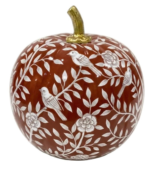 Rusty Red Bird & Vine Silhouette Pumpkin-Shop-tbgypsysoul