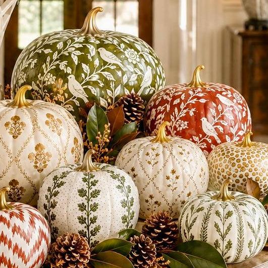 Rusty Red Bird & Vine Silhouette Pumpkin-Shop-tbgypsysoul