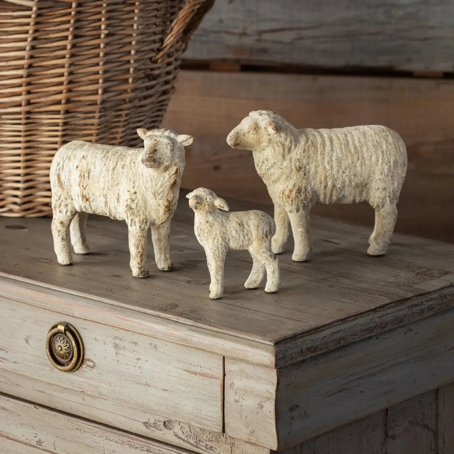 SHEEP FAMILY FLOCK SET OF 3-Sculptures & Statues-tbgypsysoul