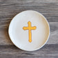 Small Ceramic Gold Leaf Cross Plate-Ceramic-tbgypsysoul