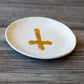 Small Ceramic Gold Leaf Cross Plate-Ceramic-tbgypsysoul