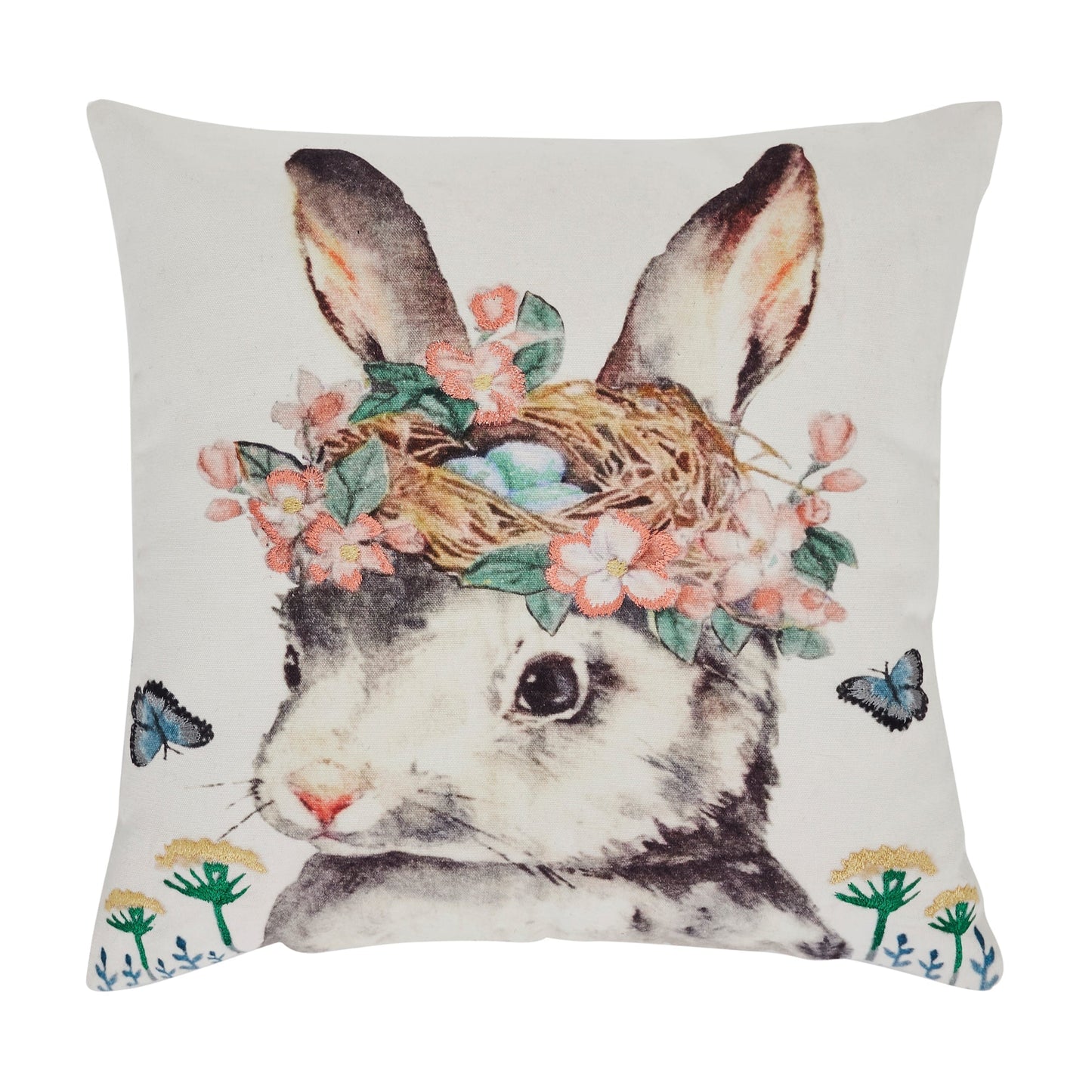 Spring Hare Pillow 18 x 18-Pillows-tbgypsysoul