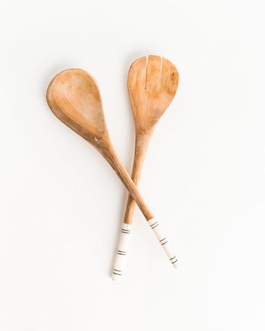 Striped Salad Servers-Serveware-tbgypsysoul