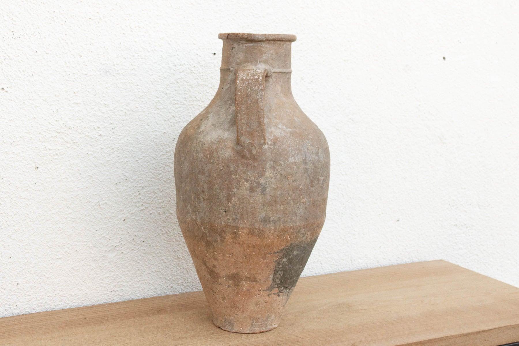 Tall Antique French Rustic Terracotta Jar-Vase-tbgypsysoul