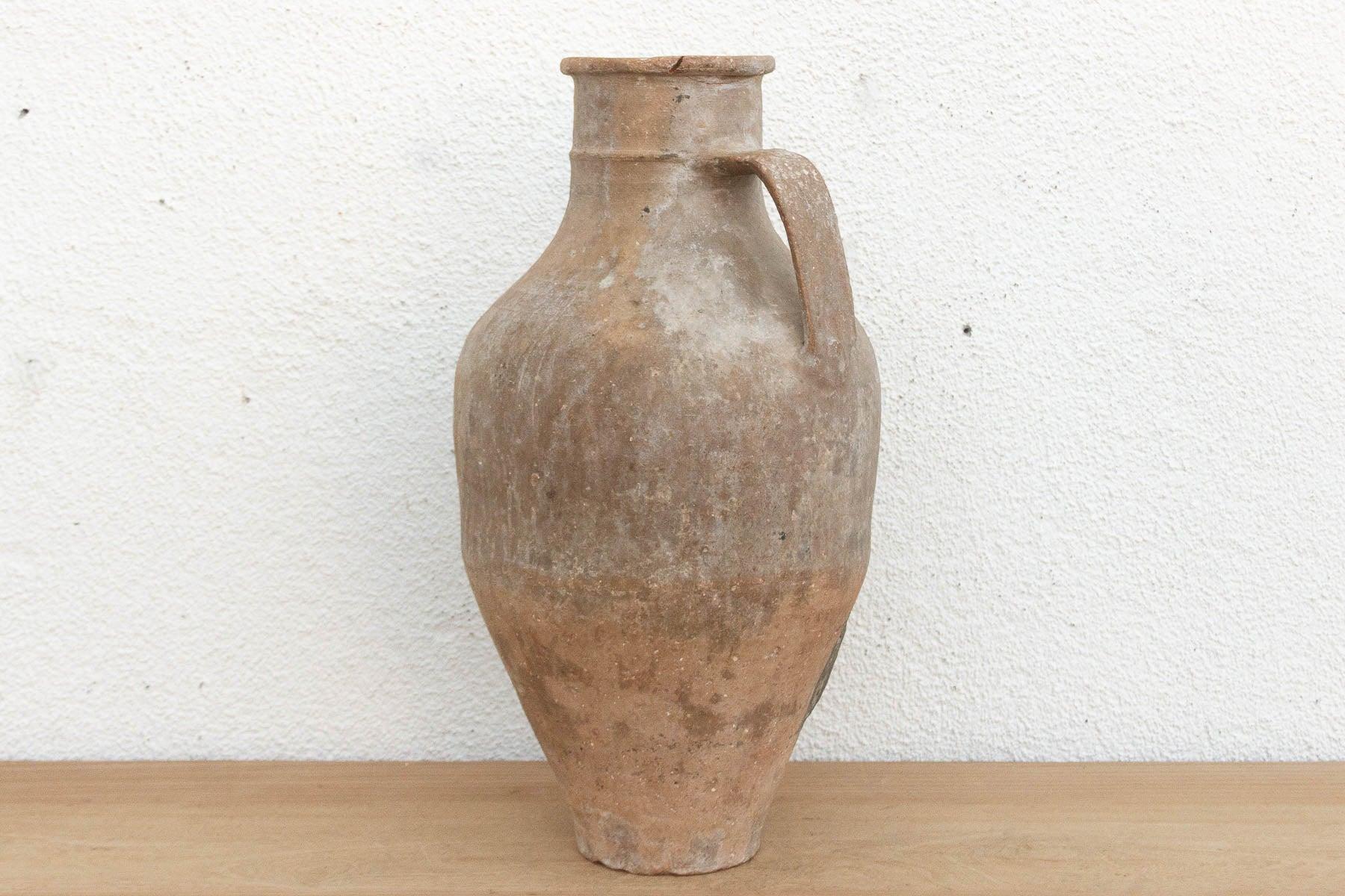 Tall Antique French Rustic Terracotta Jar-Vase-tbgypsysoul