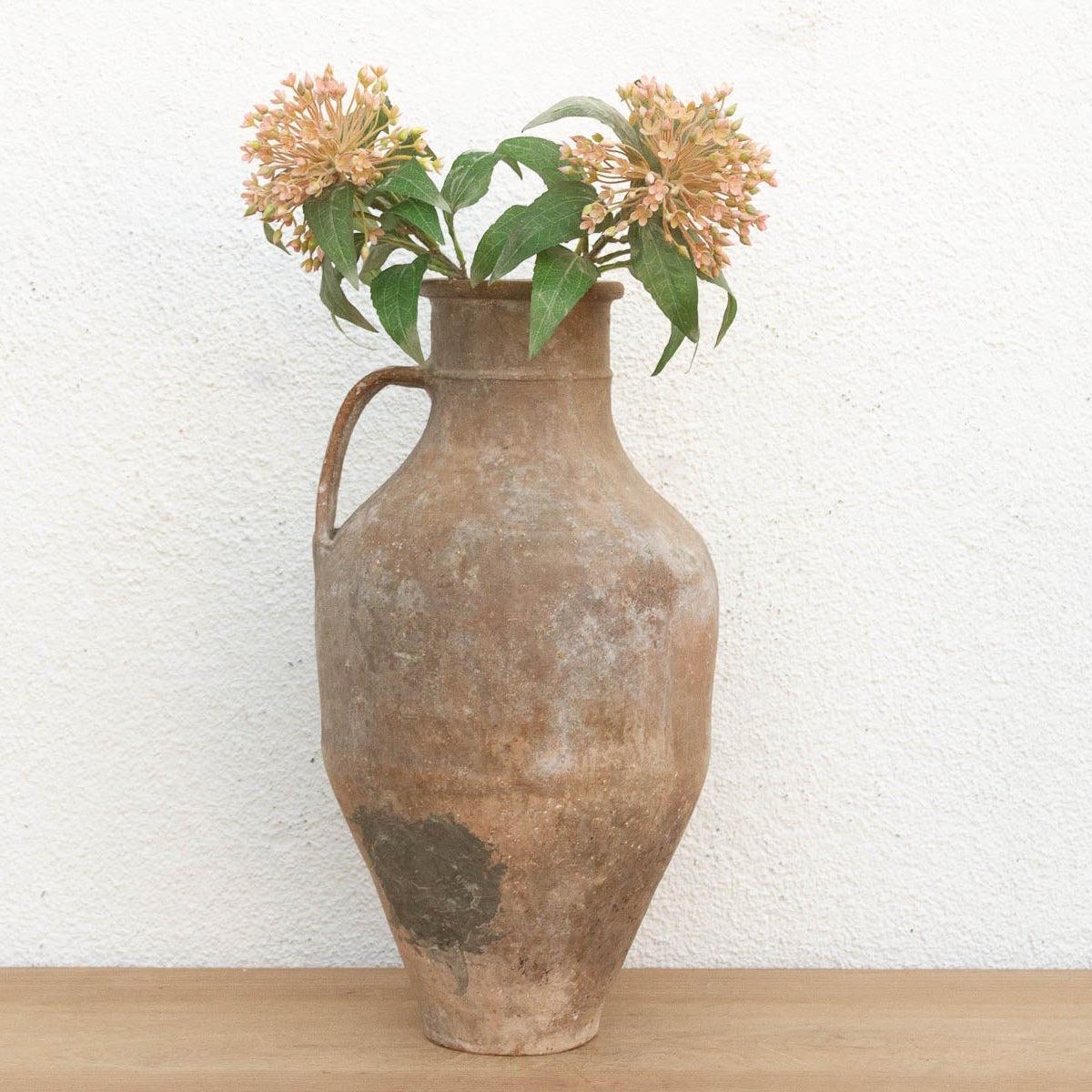 Tall Antique French Rustic Terracotta Jar-Vase-tbgypsysoul