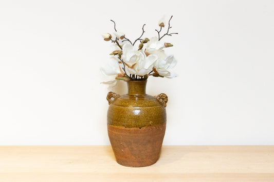 Tall Vintage Brown Stoneware Vase-Terracotta Stoneware Vase-tbgypsysoul