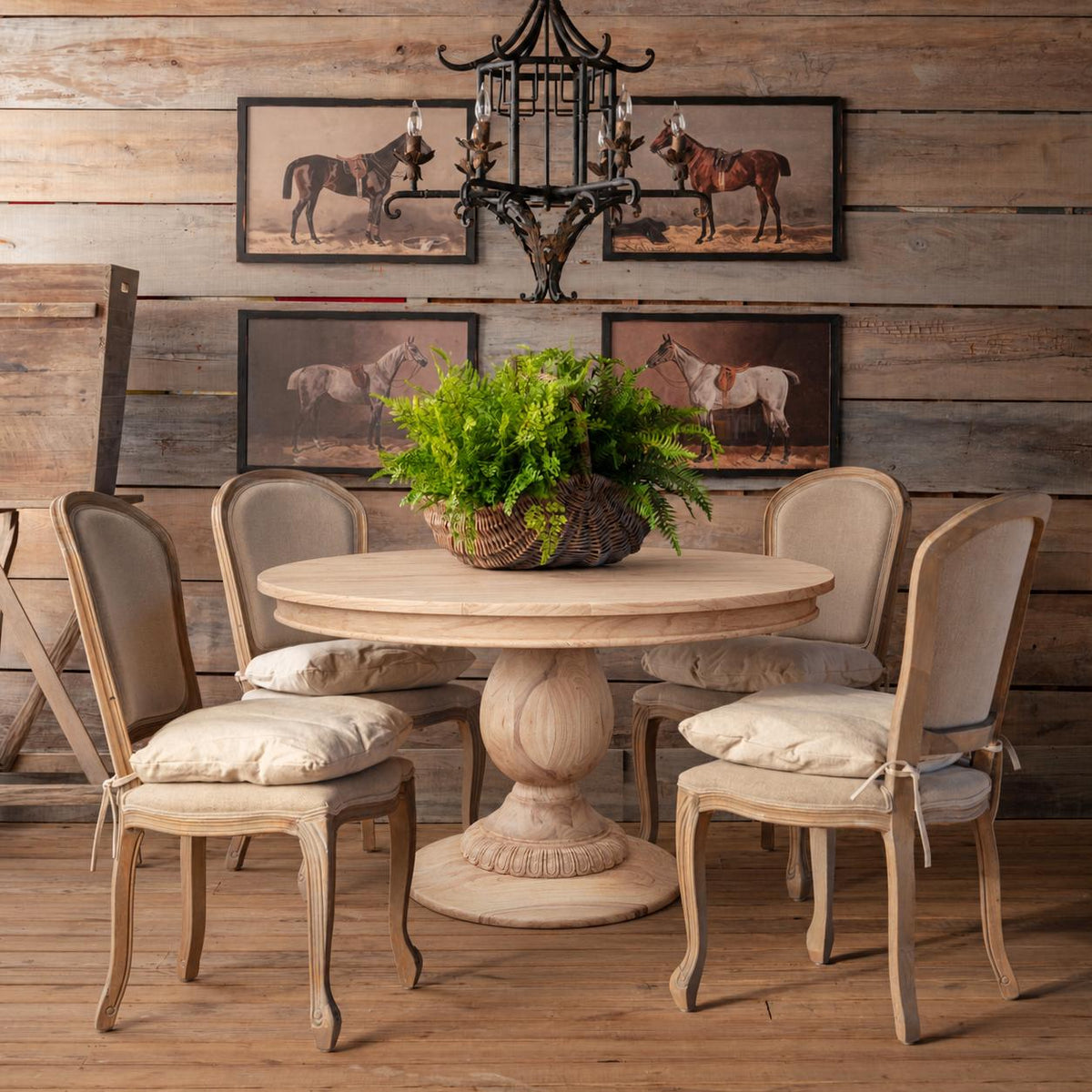 The Arden 55" Round Wood Pedestal Dining Table, Natural Finish - White Glove Included-Tables-tbgypsysoul