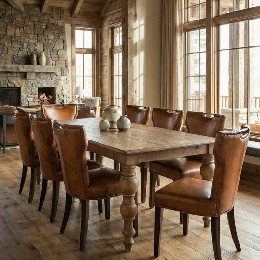 The Broderick Dining Chair paired with he Heirloom Turned-Leg Dining Table - White Glove Included-tbgypsysoul
