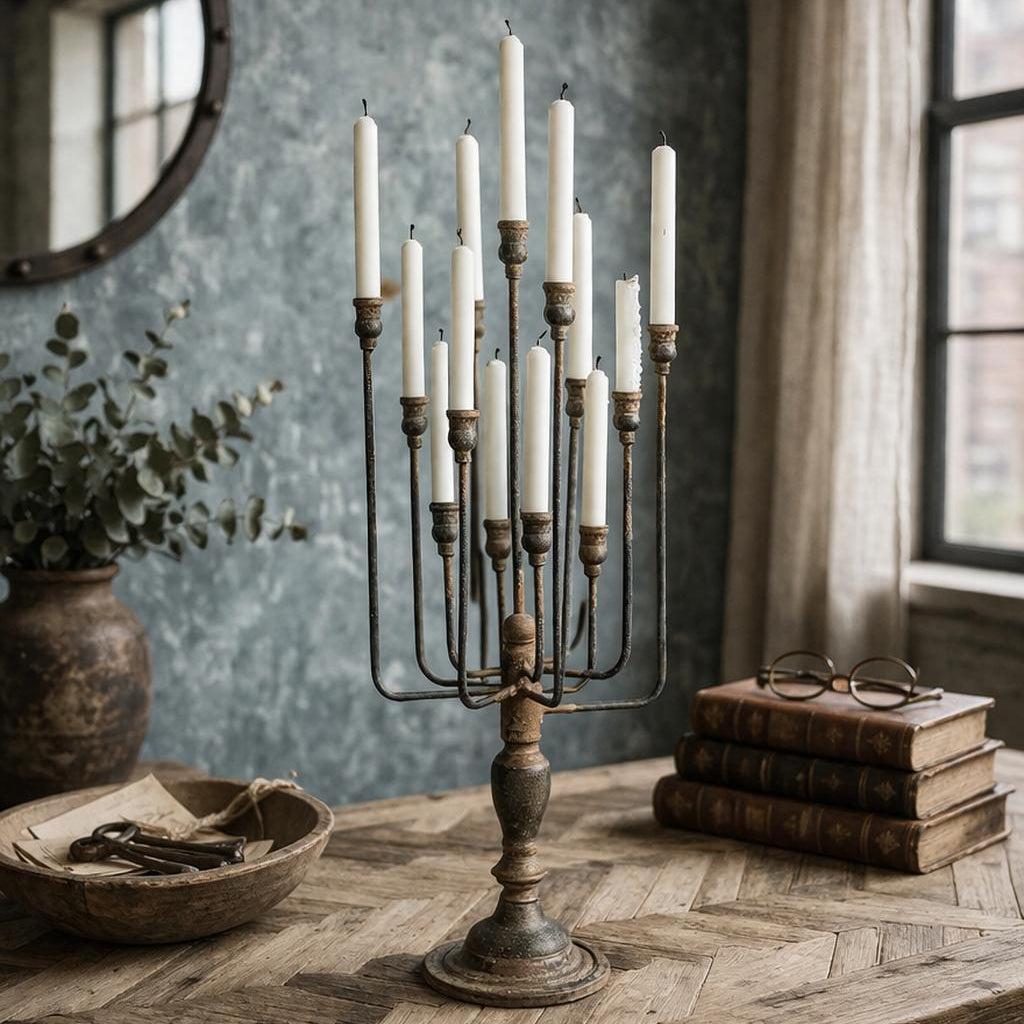 Black 13-Candle Iron Candelabra-tbgypsysoul