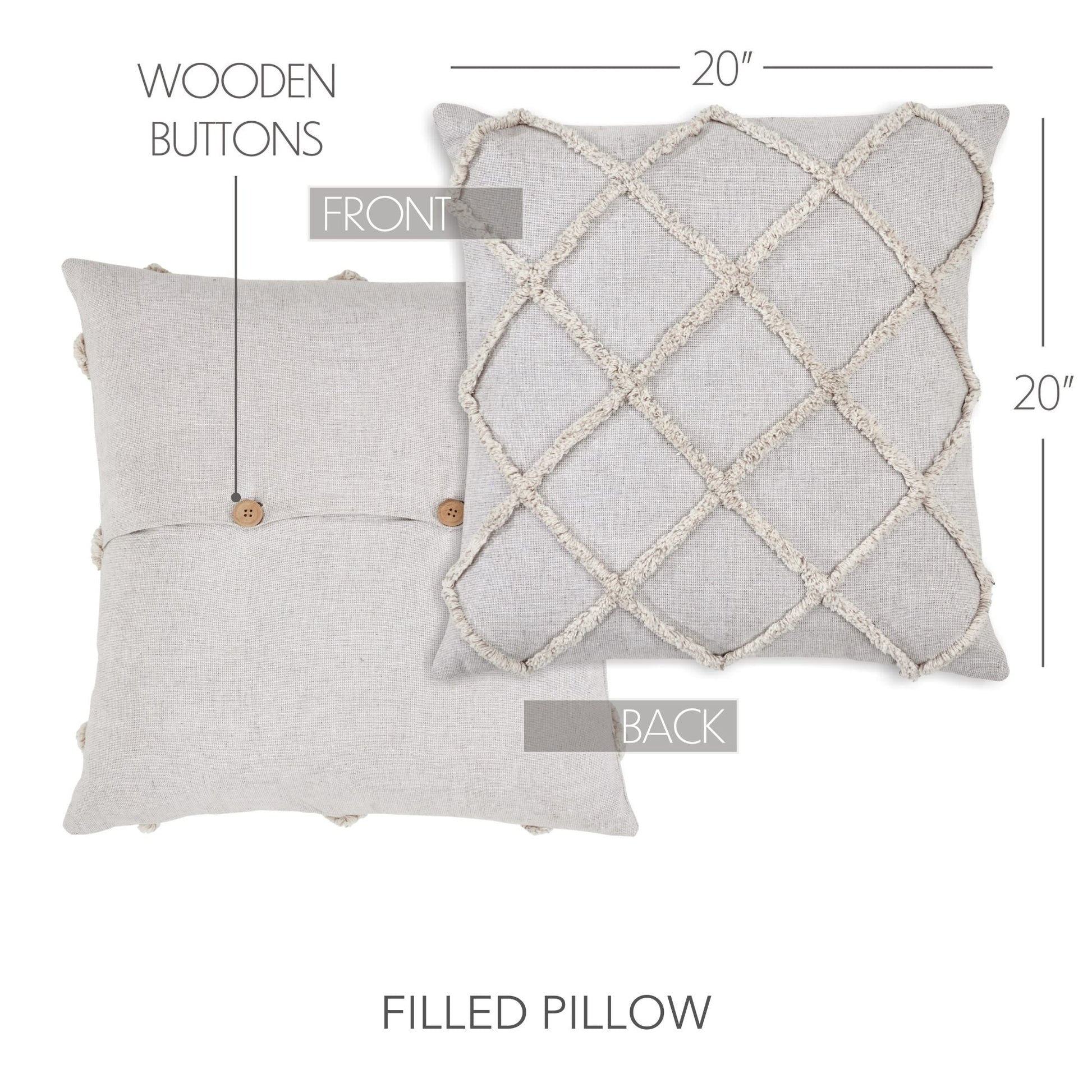 The Frayed Farmhouse Lattice Pillow 20 x 20-Pillows-tbgypsysoul