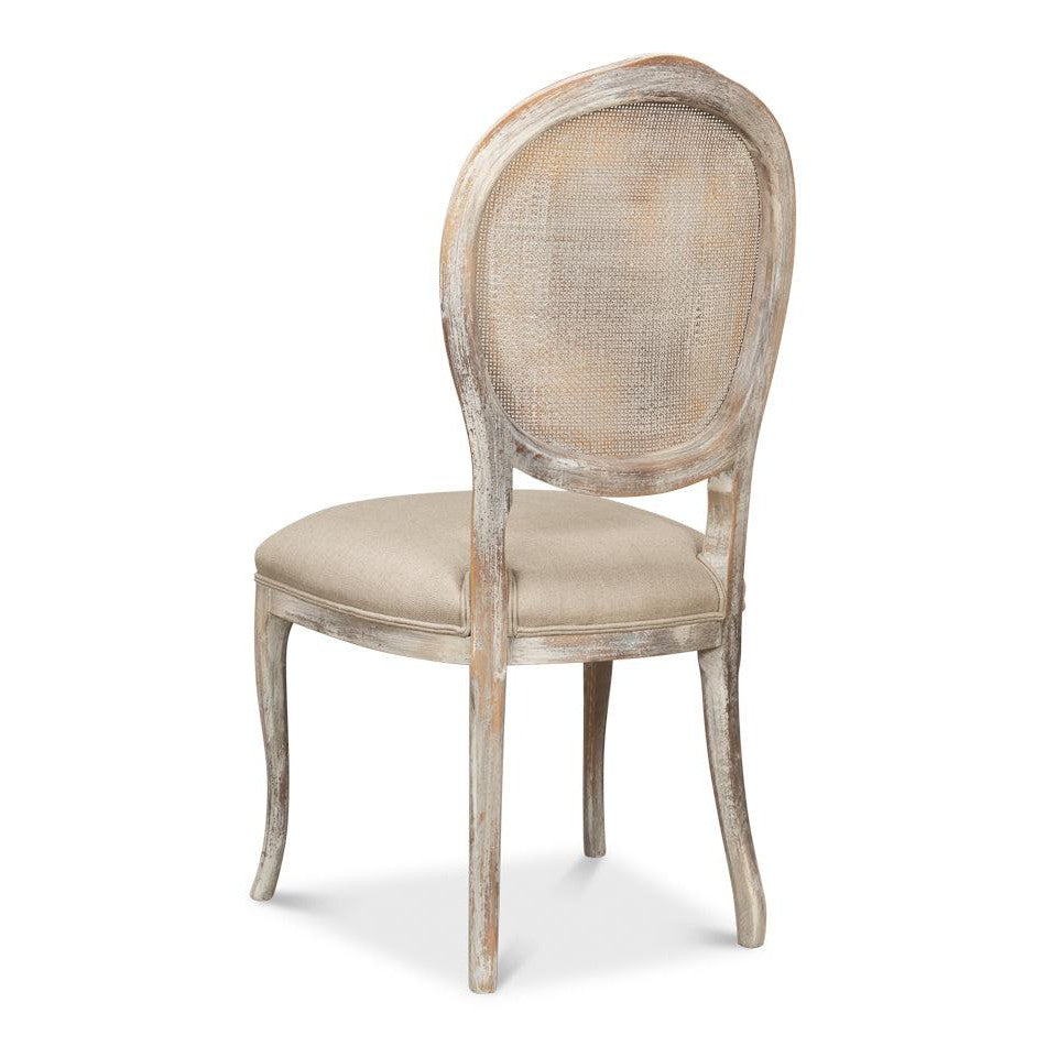 The French Country Cane Back Chair - Grey Oak, Hopsack-Dining Chair-tbgypsysoul