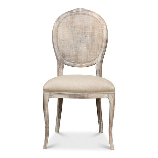 The French Country Cane Back Chair - Grey Oak, Hopsack-Dining Chair-tbgypsysoul